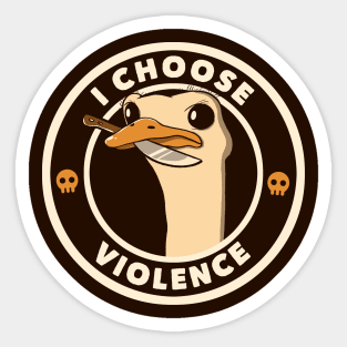 I Choose Violence Funny Emu by Tobe Fonseca Sticker